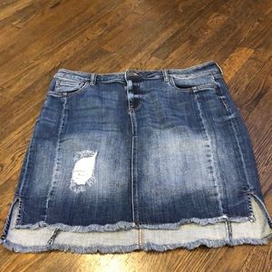 Kut from Kloth distressed denim skirt